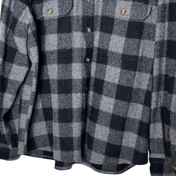 Woolly Dry Goods Mens Buffalo Check Washable Wool Shirt Jacket L Black Gray - Picture 4 of 8